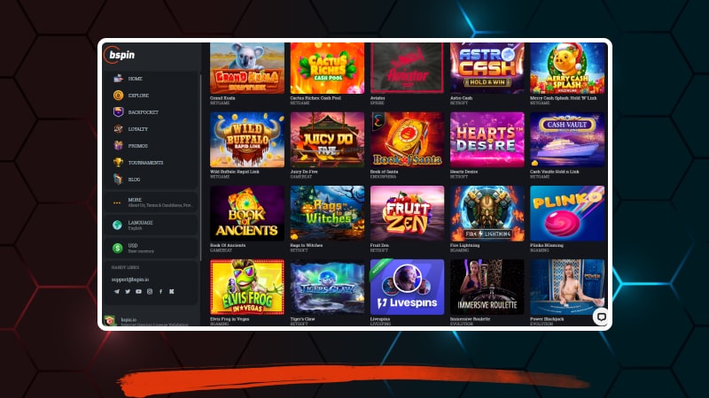 Bspin casino and live casino games