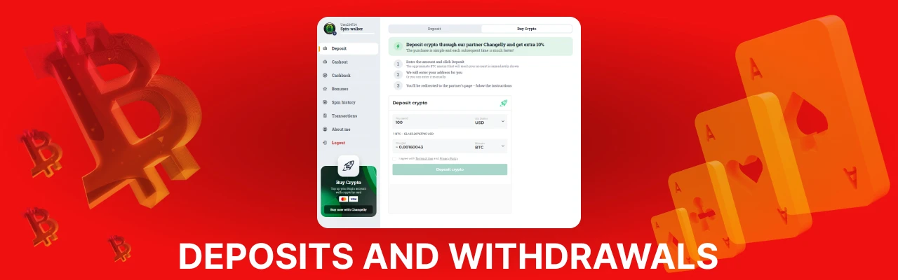 Deposit and withdrawals at bspin casino