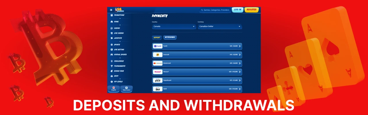 Deposit and withdrawals at sg casino